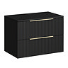 Milan Fluted Soft Black 800mm Wall Hung 2-Drawer Countertop Vanity Unit with Brushed Brass Handles