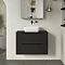Milan Fluted Soft Black 800mm Wall Hung 2-Drawer Countertop Vanity Unit with Matt Black Handles