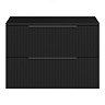 Milan Fluted Soft Black 800mm Wall Hung 2-Drawer Countertop Vanity Unit with Matt Black Handles