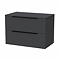 Milan Fluted Soft Black 800mm Wall Hung 2-Drawer Countertop Vanity Unit with Matt Black Handles