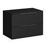 Milan Fluted Soft Black 800mm Wall Hung 2-Drawer Countertop Vanity Unit with Matt Black Handles