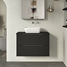 Milan Fluted Soft Black 800mm Wall Hung 2-Drawer Countertop Vanity Unit