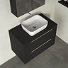 Milan Fluted Soft Black 800mm Wall Hung 2-Drawer Countertop Vanity Unit