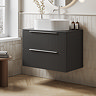 Milan Fluted Soft Black 800mm Wall Hung 2-Drawer Countertop Vanity Unit