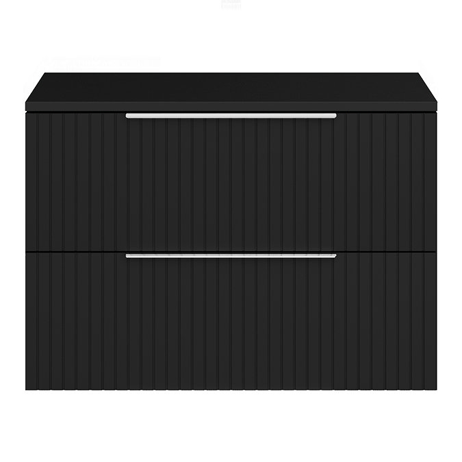 Milan Fluted Soft Black 800mm Wall Hung 2-Drawer Countertop Vanity Unit