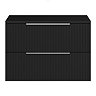 Milan Fluted Soft Black 800mm Wall Hung 2-Drawer Countertop Vanity Unit