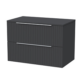 Milan Fluted Soft Black 800mm Wall Hung 2-Drawer Countertop Vanity Unit