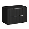 Milan Fluted Soft Black 800mm Wall Hung 2-Drawer Countertop Vanity Unit