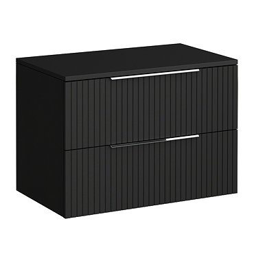 Milan Fluted Soft Black 800mm Wall Hung 2-Drawer Countertop Vanity Unit