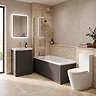 Milan Fluted Soft Black & Brushed Brass Bathroom Suite with Bath Panels - Floor Standing Vanity
