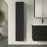 Milan Fluted Soft Black Wall Hung Tall Storage Unit with Matt Black Handle