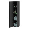 Milan Fluted Soft Black Wall Hung Tall Storage Unit with Matt Black Handle