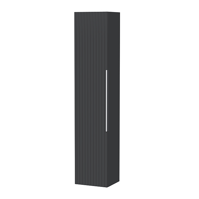 Milan Fluted Soft Black Wall Hung Tall Storage Unit