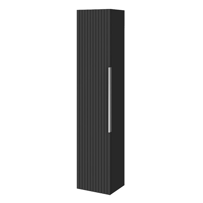 Milan Fluted Soft Black Wall Hung Tall Storage Unit