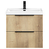 Milan Fluted Square Matt Black & Autumn Oak Complete Bathroom Suite
