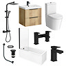 Milan Fluted Square Matt Black & Autumn Oak Complete Bathroom Suite