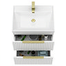 Milan Fluted Square Matt White & Brushed Brass Bathroom Suite with Bath Panels - Wall Hung Vanity