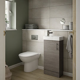 Milan Grey Avola Cloakroom Suite (Toilet, Concealed Cistern + Vanity Unit) Medium Image