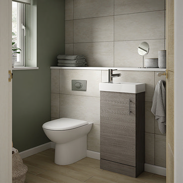 Milan Grey Avola Cloakroom Suite (Toilet, Concealed Cistern + Vanity Unit)  Profile Large Image