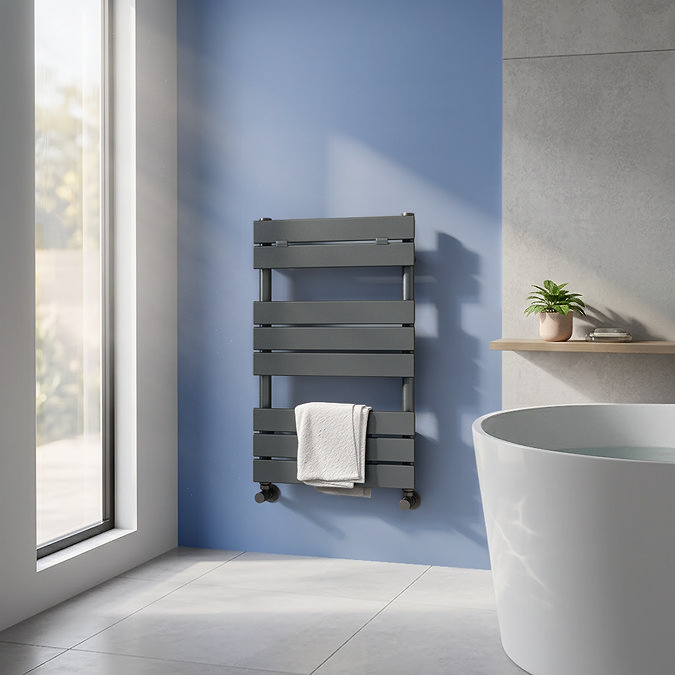 Milan Bathroom Heated Towel Rail Anthracite Finish - 840mm x 500mm