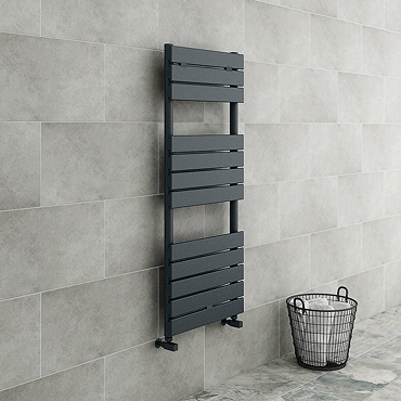 Milan Heated Towel Rail H1200mm x W490mm Anthracite  Feature Large Image