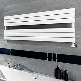 Milan Horizontal Heated Towel Rail - White (534 x 1200mm) Medium Image