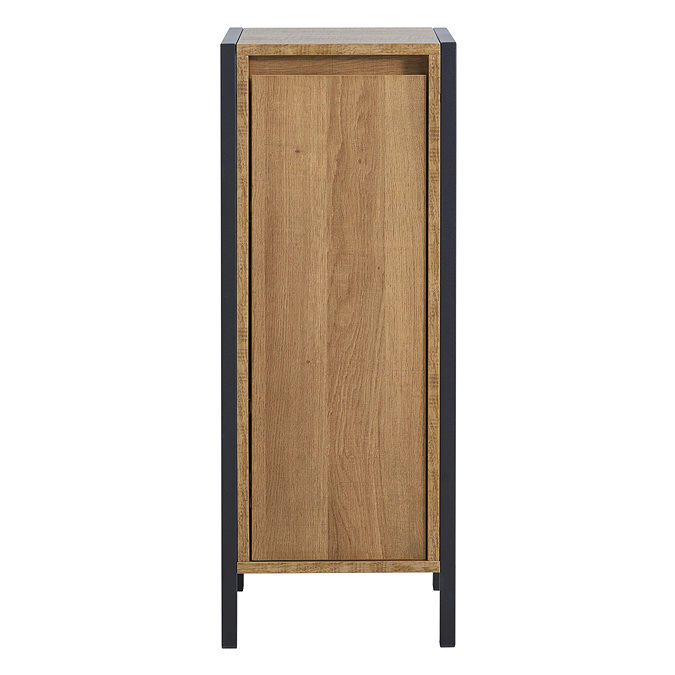 Milan Industrial Matt Black Framed 1-Door Bathroom Storage Unit - Wood Effect  Profile Large Image