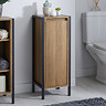 Milan Industrial Matt Black Framed 1-Door Bathroom Storage Unit - Wood Effect  Feature Large Image