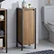 Milan Industrial Matt Black Framed 1-Door Bathroom Storage Unit - Wood Effect  Feature Large Image