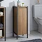 Milan Industrial Matt Black Framed 1-Door Bathroom Storage Unit - Wood Effect Feature Large Image