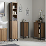 Milan Industrial Matt Black Framed 1-Door Bathroom Storage Unit - Wood Effect  additional Large Image