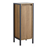 Milan Industrial Matt Black Framed 1-Door Bathroom Storage Unit - Wood Effect Large Image