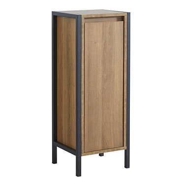 Milan Industrial Matt Black Framed 1-Door Bathroom Storage Unit - Wood Effect  Profile Large Image