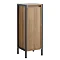 Milan Industrial Matt Black Framed 1-Door Bathroom Storage Unit - Wood Effect Large Image