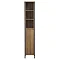 Milan Industrial Matt Black Framed Bathroom Tall Storage Unit - Wood Effect Profile Large Image