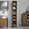 Milan Industrial Matt Black Framed Bathroom Tall Storage Unit - Wood Effect  Standard Large Image