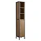 Milan Industrial Matt Black Framed Bathroom Tall Storage Unit - Wood Effect Large Image