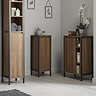 Milan Industrial Matt Black Framed Open Shelf Bathroom Storage Unit - Wood Effect  In Bathroom Large