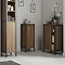 Milan Industrial Matt Black Framed Open Shelf Bathroom Storage Unit - Wood Effect  In Bathroom Large