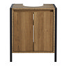 Milan Industrial Matt Black Framed Under Basin Cabinet - Wood Effect  Feature Large Image