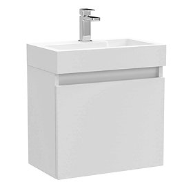 Milan Juno 500 x 305mm Compact Wall Hung Vanity Unit Gloss White Large Image