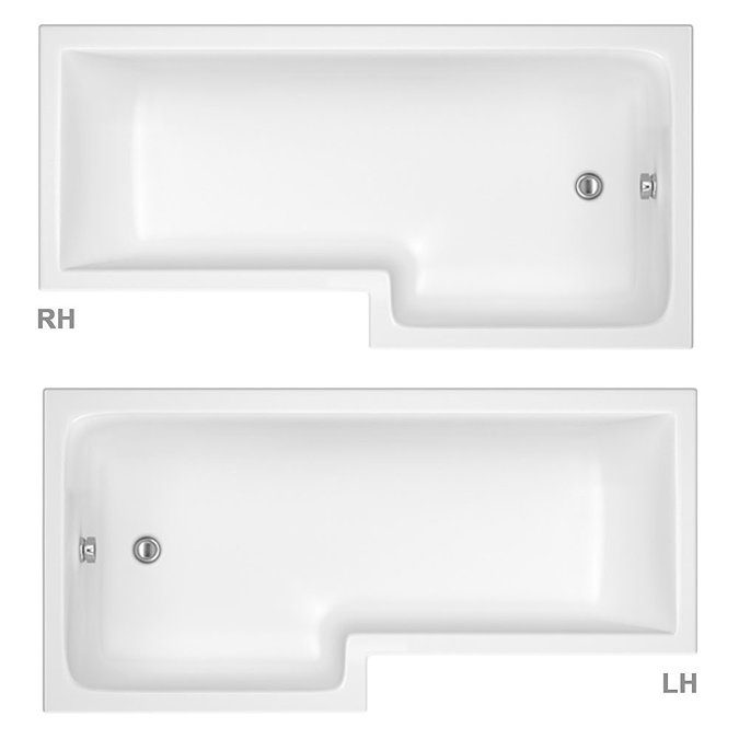 Milan L-Shaped Shower Bath 1600mm (Inc. Hinged Screen + Acrylic Panel)  Profile Large Image