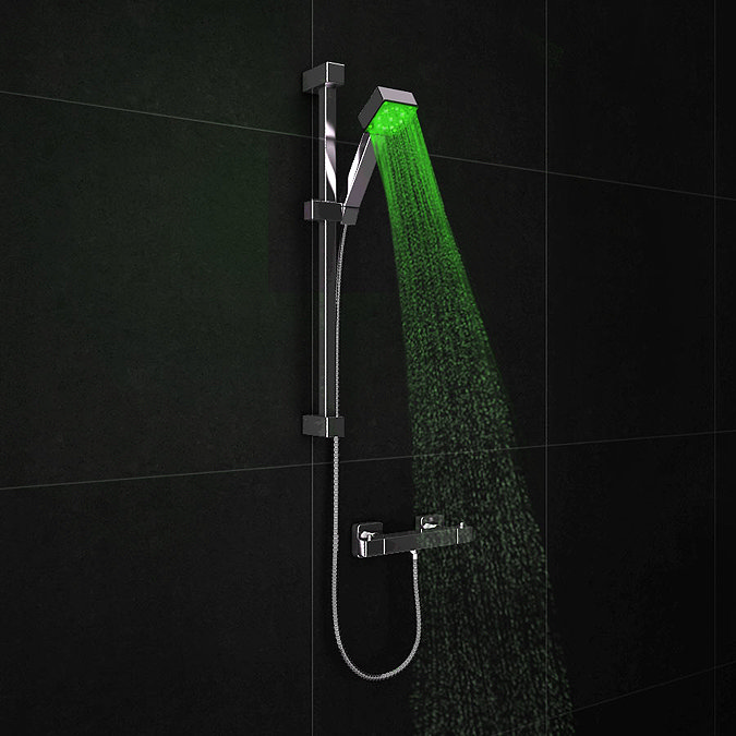 Milan LED Square Thermostatic Bar Valve + Slide Rail Kit Profile Large Image