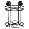 Milan Matt Black 2 Tier Corner Wire Shower Caddy with Suction Fixing  Standard Large Image
