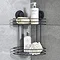 Milan Matt Black 2 Tier Corner Wire Shower Caddy with Suction Fixing  Large Image