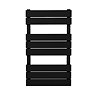 Milan Matt Black 840 x 500mm Flat Panel Heated Towel Rail with Valves & Electric Heating Kit
