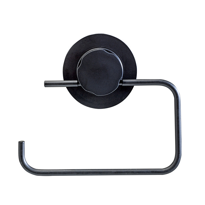 Milan Matt Black Toilet Roll Holder with Suction Fixing  Profile Large Image