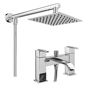 Milan Modern Bath Shower Mixer Inc. Overhead Rainfall Shower Head Large Image