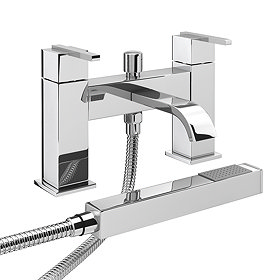 Milan Modern Bath Shower Mixer with Shower Kit - Chrome Large Image