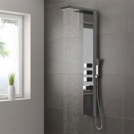 Milan Modern Dark Chrome Tower Shower Panel From Victorian Plumbing